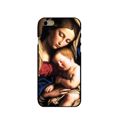 Virgin Mary Christian Christmas Hard Black Phone Case for iPhone