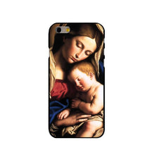 Load image into Gallery viewer, Virgin Mary Christian Christmas Hard Black Phone Case for iPhone