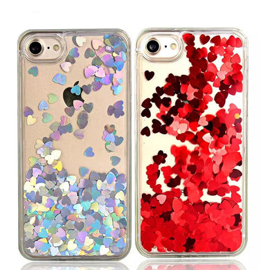 Luxury Love Heart Dynamic Liquid Quicksand Sequins Phone Case For iPhone X 8 6 6S 7 8 Plus SE 5 5S Soft TPU Frame Back Cover
