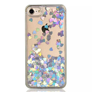 Luxury Love Heart Dynamic Liquid Quicksand Sequins Phone Case For iPhone X 8 6 6S 7 8 Plus SE 5 5S Soft TPU Frame Back Cover