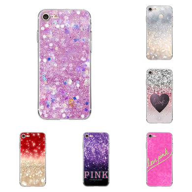 TPU Soft Phone Cover Case For LG My Pink glitter Love cute