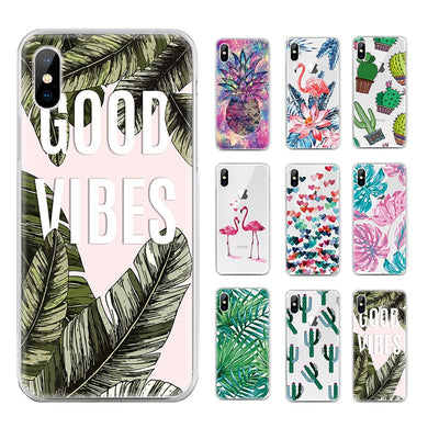Soft TPU Leaves Pattern Case For iPhone
