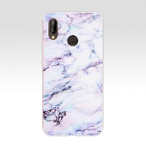 Pink Blue  Ink Marble for Huawei Case Cover Soft Silicone
