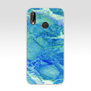 Pink Blue  Ink Marble for Huawei Case Cover Soft Silicone
