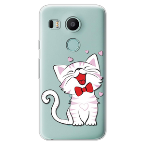 Cute Cartoon Cat fundas Case for LG Nexus 5X Case Silicone 5.2" Ultra Thin Soft TPU Rubber Clear Bags Back Print Coque Cover