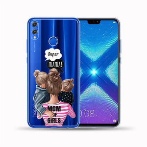 Hair Baby Mom Girl Queen Soft TPU Case Cover For Huawei