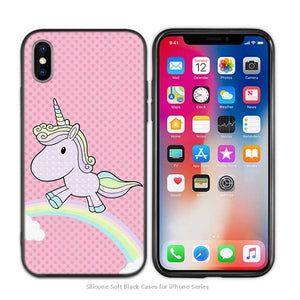Case Cover for iPhone Scrub Silicone Phone Cases Soft Cute Unicorn Cartoon