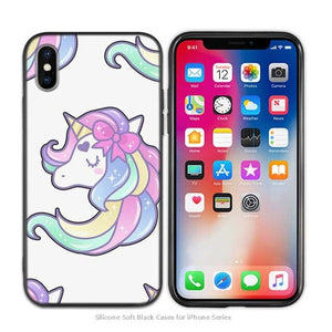 Case Cover for iPhone Scrub Silicone Phone Cases Soft Cute Unicorn Cartoon