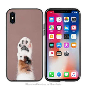 Cute Funny Black Cats kittens Black Scrub Silicone Soft Case Cover Shell for iPhone