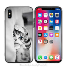 Load image into Gallery viewer, Cute Funny Black Cats kittens Black Scrub Silicone Soft Case Cover Shell for iPhone