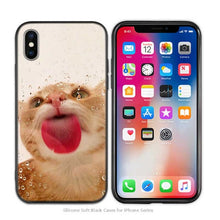 Load image into Gallery viewer, Cute Funny Black Cats kittens Black Scrub Silicone Soft Case Cover Shell for iPhone