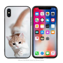 Load image into Gallery viewer, Cute Funny Black Cats kittens Black Scrub Silicone Soft Case Cover Shell for iPhone