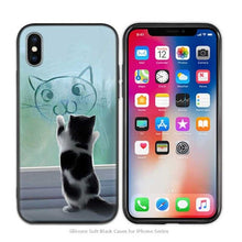 Load image into Gallery viewer, Cute Funny Black Cats kittens Black Scrub Silicone Soft Case Cover Shell for iPhone