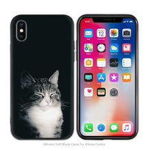 Load image into Gallery viewer, Cute Funny Black Cats kittens Black Scrub Silicone Soft Case Cover Shell for iPhone
