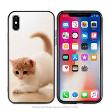 Load image into Gallery viewer, Cute Funny Black Cats kittens Black Scrub Silicone Soft Case Cover Shell for iPhone