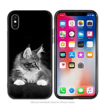 Load image into Gallery viewer, Cute Funny Black Cats kittens Black Scrub Silicone Soft Case Cover Shell for iPhone