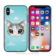 Load image into Gallery viewer, Cute Funny Black Cats kittens Black Scrub Silicone Soft Case Cover Shell for iPhone