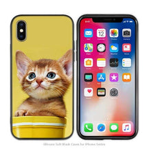 Load image into Gallery viewer, Cute Funny Black Cats kittens Black Scrub Silicone Soft Case Cover Shell for iPhone