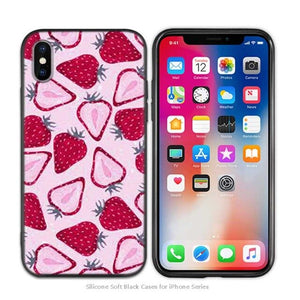 Case Cover for iPhone Silicone Phone Cases Soft Pink Marble Lace Fruits