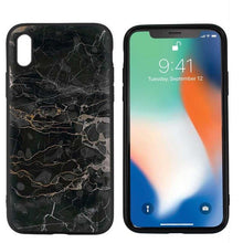 Load image into Gallery viewer, Marble tiles stone painting Black Scrub Silicone Case Cover for iPhone