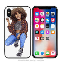 Load image into Gallery viewer, iPhone Silicone Phone Cases Soft Afro Girls thin