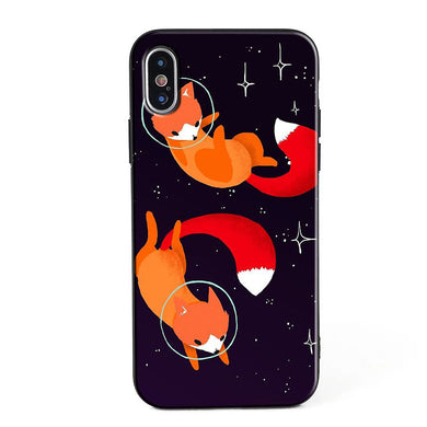 FGHGF space foxes Hard Plastic Frame Mobile Case cover for iphone