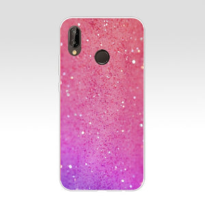 Pink yellow gold glitter for Huawei case