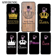 Load image into Gallery viewer, For Samsung Black Silicone Phone Case King Queen Couple crown Style