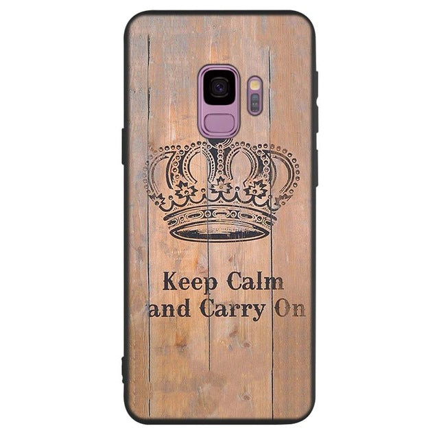 For Samsung Black Silicone Phone Case King Queen Couple crown Style